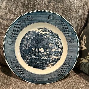 Currier and Ives set of 4 plates. (1) Royal China (3) Old grist mill by Royal.